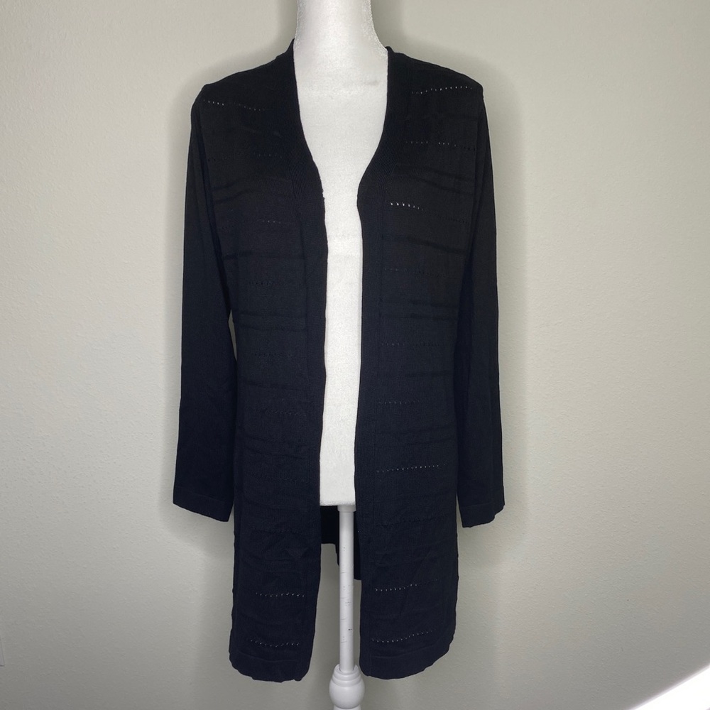 NWT By Design Size Large Open Cardigan Knit Sweater Black